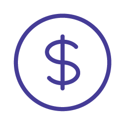 Medium purple icon - dollar sign in a circle