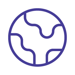 Medium purple icon - globe outline
